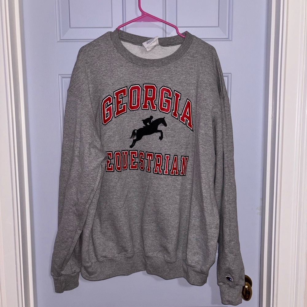 Champion Men's Gray Georgia Equestrian Crewneck Sweater